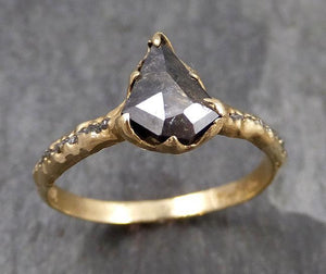 Fancy cut Salt and pepper Diamond Engagement 14k yellow Gold Wedding Ring  byAngeline 0798 - Gemstone ring by Angeline