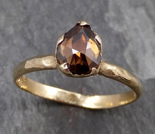 Fancy cut Cognac Diamond Solitaire Engagement 14k Yellow Gold Wedding Ring Diamond Ring byAngeline 0799 - Gemstone ring by Angeline
