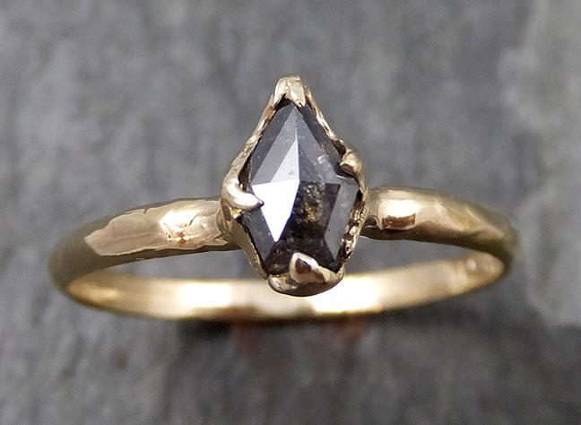 Fancy cut Salt and pepper Diamond Engagement 14k yellow Gold Wedding Ring byAngeline 0800 - Gemstone ring by Angeline