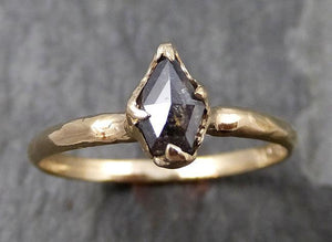 Fancy cut Salt and pepper Diamond Engagement 14k yellow Gold Wedding Ring byAngeline 0800 - Gemstone ring by Angeline