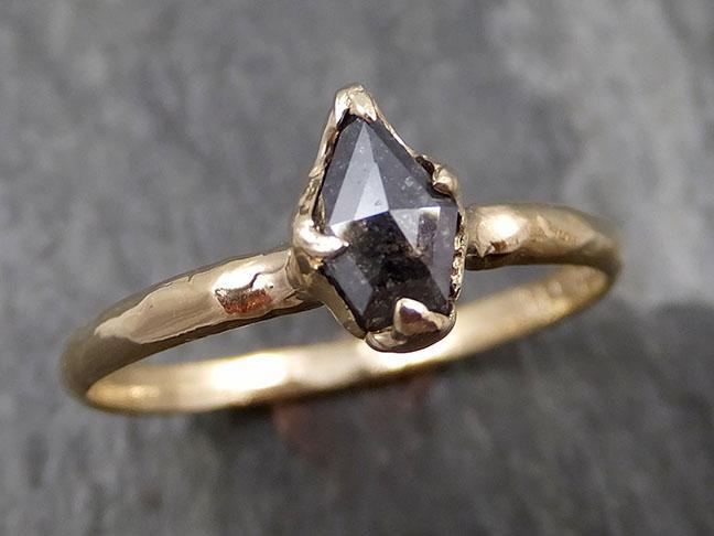 Fancy cut Salt and pepper Diamond Engagement 14k yellow Gold Wedding Ring byAngeline 0800 - Gemstone ring by Angeline