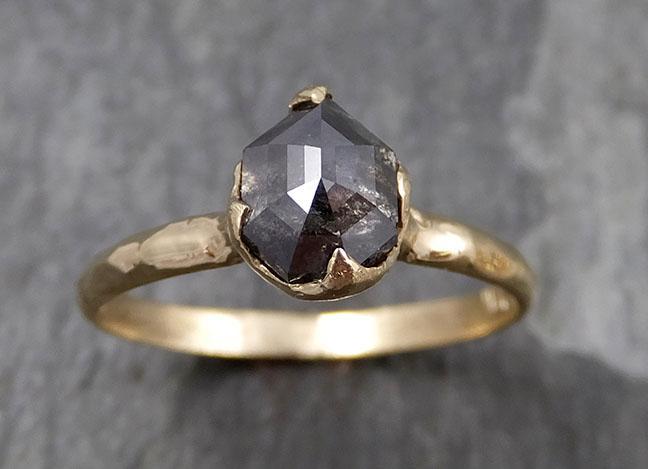 Fancy cut Salt and pepper Diamond Engagement 14k yellow Gold Wedding Ring byAngeline 0802 - Gemstone ring by Angeline