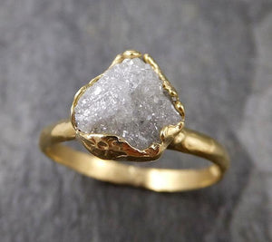 Raw Diamond Engagement Ring Rough Uncut Diamond Solitaire Recycled 18k yellow gold Conflict Free Diamond Wedding Promise 1312 - by Angeline