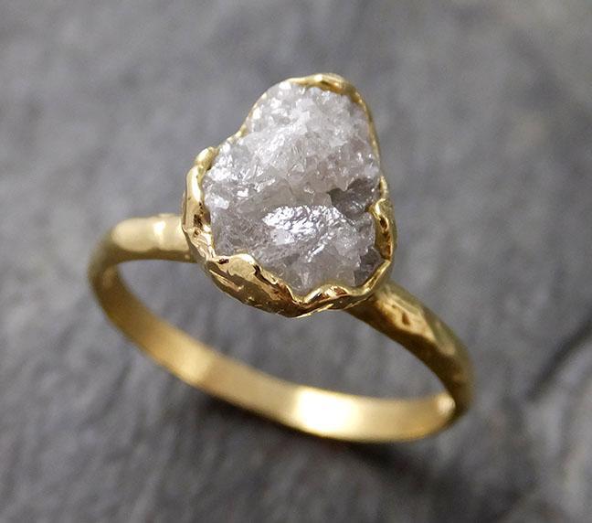 Raw Diamond Engagement Ring Rough Uncut Diamond Solitaire Recycled 18k yellow gold Conflict Free Diamond Wedding Promise 1313 - by Angeline