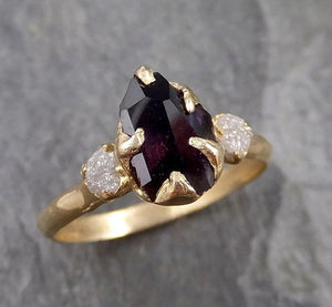 Partially faceted Natural red Garnet Gemstone Multi stone ring Recycled 14k Yellow Gold One of a kind Gemstone ring 1314 - by Angeline