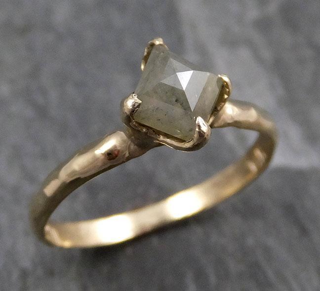Fancy cut Gray Diamond Solitaire Engagement 14k Yellow Gold Wedding Ring byAngeline 0803 - Gemstone ring by Angeline