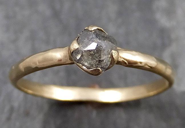 Fancy cut salt and pepper Diamond Solitaire Engagement 14k yellow Gold Wedding Ring byAngeline 0804 - Gemstone ring by Angeline