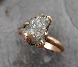 Raw Diamond Solitaire Engagement Ring Rough 14k rose Gold Wedding Ring diamond Wedding Set Stacking Ring Rough Diamond Ring - by Angeline