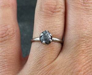 Raw Rough UnCut Diamond Engagement Ring Rough Diamond Solitaire 14k white gold Conflict Free Diamond Wedding Promise - by Angeline