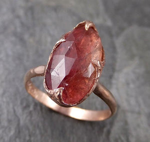 Fancy cut watermelon Tourmaline Rose Gold Ring Gemstone Solitaire recycled 14k statement cocktail statement 1315 - by Angeline