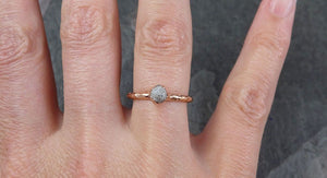 Raw White Diamond Solitaire Engagement Ring Rough 14k rose Gold Wedding diamond Stacking Rough Diamond byAngeline 1319 - by Angeline