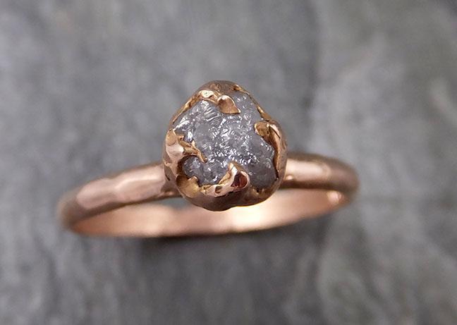 Raw gray Diamond Solitaire Engagement Ring Rough 14k rose Gold Wedding diamond Stacking Rough Diamond byAngeline 1322 - by Angeline