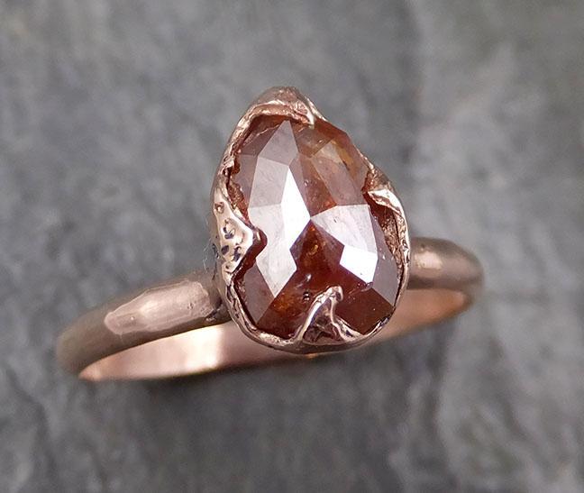 Fancy cut orange Diamond Solitaire Engagement 14k Rose Gold Wedding Ring byAngeline 1321 - by Angeline