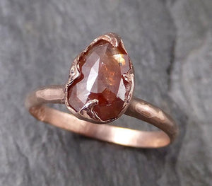 Fancy cut orange Diamond Solitaire Engagement 14k Rose Gold Wedding Ring byAngeline 1321 - by Angeline