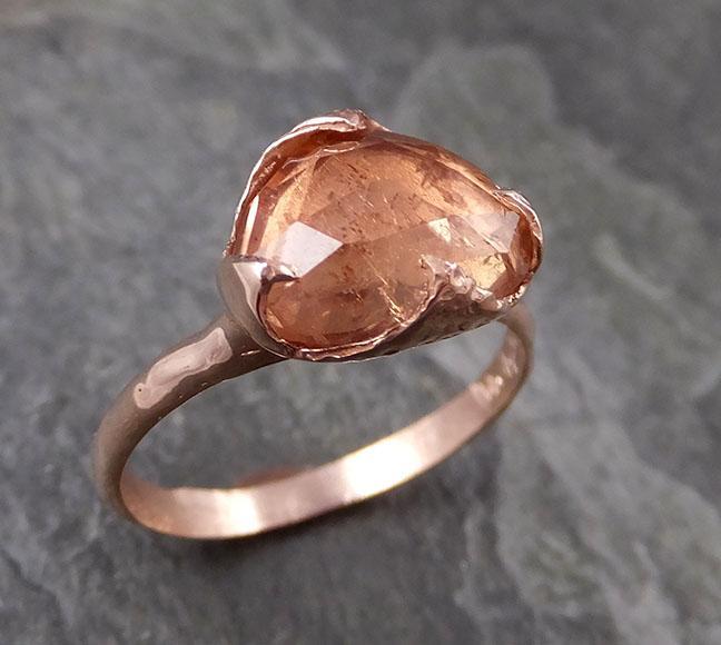 Fancy cut Peach Tourmaline Rose Gold Ring Gemstone Solitaire recycled 14k statement cocktail statement 1325 - by Angeline