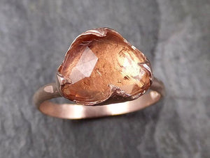 Fancy cut Peach Tourmaline Rose Gold Ring Gemstone Solitaire recycled 14k statement cocktail statement 1325 - by Angeline