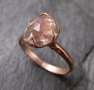 Fancy cut watermelon Tourmaline Rose Gold Ring Gemstone Solitaire recycled 14k statement cocktail statement 1327 - by Angeline