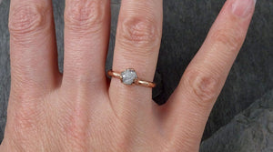 Raw White Diamond Solitaire Engagement Ring Rough 14k rose Gold Wedding diamond Wedding Set Stacking Rough Diamond byAngeline 1328 - by Angeline