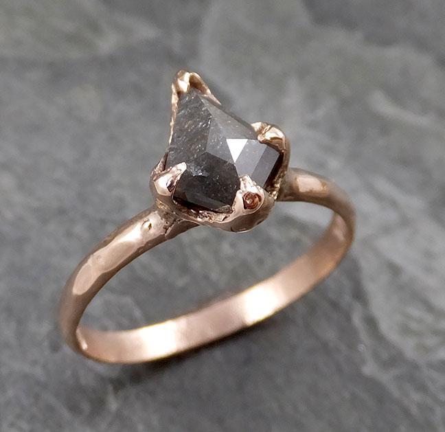 Fancy cut salt and pepper Diamond Engagement 14k Rose Gold Solitaire Wedding Ring Stacking byAngeline 1331 - by Angeline
