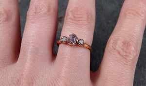 Faceted Fancy cut Pink Diamond Engagement Dainty 14k Rose Gold Multi stone Wedding Ring Rough Diamond Ring byAngeline 1333 - by Angeline