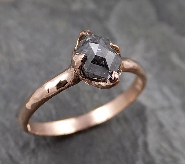 Fancy cut Salt and pepper Solitaire Diamond Engagement 14k Rose Gold Wedding Ring byAngeline 1334 - by Angeline