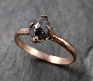 Fancy cut Salt and pepper Solitaire Diamond Engagement 14k Rose Gold Wedding Ring byAngeline 1334 - by Angeline