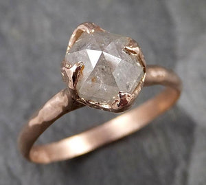 Faceted Fancy cut white Diamond Solitaire Engagement 14k Rose Gold Wedding Ring byAngeline 1335 - by Angeline