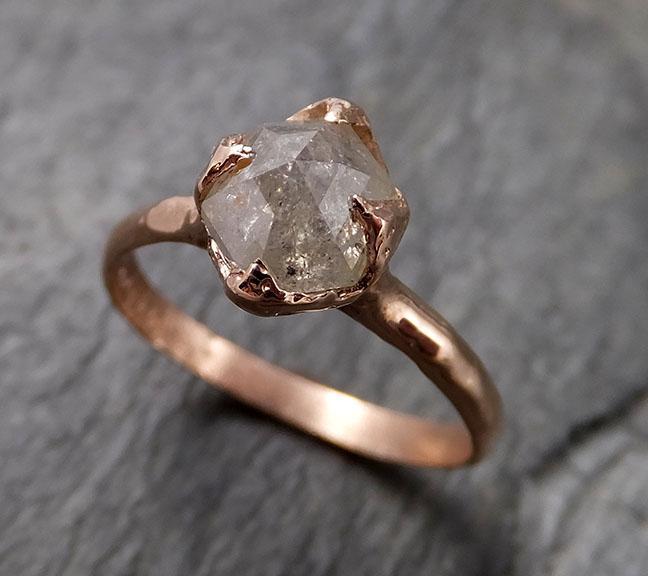 Faceted Fancy cut white Diamond Solitaire Engagement 14k Rose Gold Wedding Ring byAngeline 1335 - by Angeline
