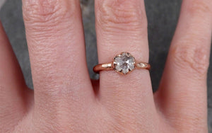 Faceted Fancy cut white Diamond Solitaire Engagement 14k Rose Gold Wedding Ring byAngeline 1336 - by Angeline