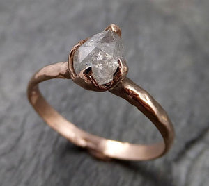 Faceted Fancy cut white Diamond Solitaire Engagement 14k Rose Gold Wedding Ring byAngeline 1337 - by Angeline