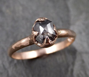 Fancy cut salt and pepper Diamond Engagement 14k Rose Gold Solitaire Wedding Ring byAngeline 1338 - by Angeline