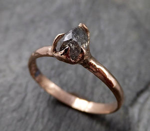 Fancy cut salt and pepper Diamond Engagement 14k Rose Gold Solitaire Wedding Ring byAngeline 1340 - by Angeline