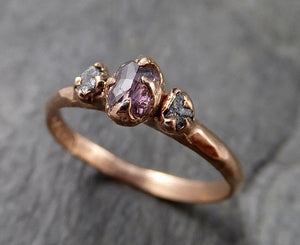 Dainty Fancy cut Pink Diamond Engagement 14k Rose Gold Multi stone Wedding Ring Stacking Rough Diamond Ring byAngeline 1341 - by Angeline