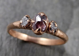 Dainty Fancy cut Pink Diamond Engagement 14k Rose Gold Multi stone Wedding Ring Stacking Rough Diamond Ring byAngeline 1341 - by Angeline