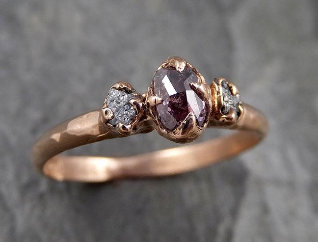 Dainty Fancy cut Pink Diamond Engagement 14k Rose Gold Multi stone Wedding Ring Stacking Rough Diamond Ring byAngeline 1341 - by Angeline