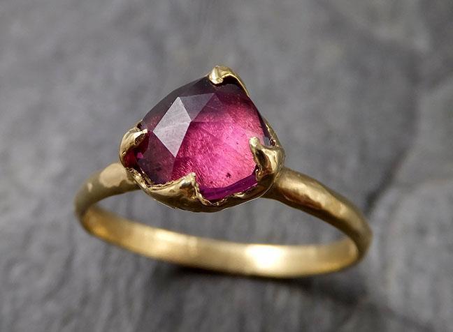 Fancy cut Garnet Gold Ring Gemstone Solitaire recycled 18k statement cocktail statement 1343 - by Angeline