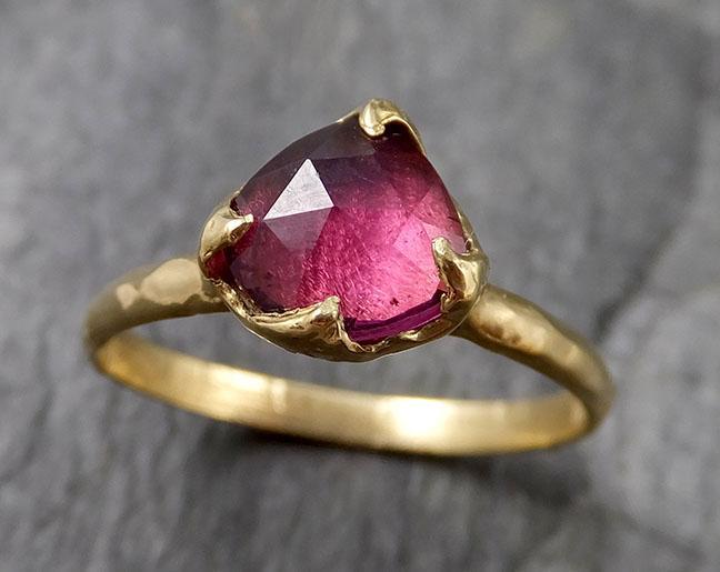 Fancy cut Garnet Gold Ring Gemstone Solitaire recycled 18k statement cocktail statement 1343 - by Angeline