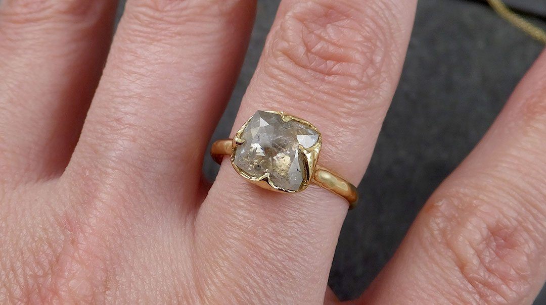 Fancy cut white Diamond Solitaire Engagement 18k yellow Gold Wedding Ring byAngeline 1350 - by Angeline