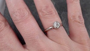 Faceted Fancy cut white Diamond Solitaire Engagement 18k White Gold Wedding Ring byAngeline 1354 - by Angeline