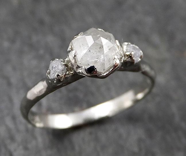 Faceted Fancy cut white Diamond Multi stone Engagement 18k White Gold Wedding Ring byAngeline 1355 - by Angeline