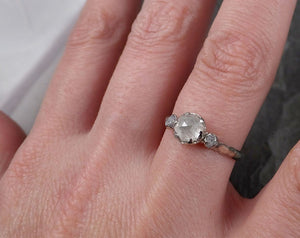Faceted Fancy cut white Diamond Multi stone Engagement 18k White Gold Wedding Ring byAngeline 1355 - by Angeline