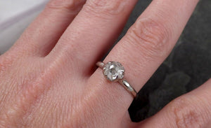 Faceted Fancy cut white Diamond Solitaire Engagement 18k White Gold Wedding Ring byAngeline 1356 - by Angeline