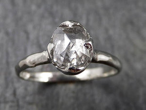 Faceted Fancy cut white Diamond Solitaire Engagement 18k White Gold Wedding Ring byAngeline 1358 - by Angeline