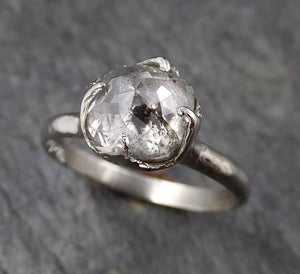 Fancy cut Salt and pepper Diamond Solitaire Engagement 18k White Gold Wedding Ring byAngeline 1360 - by Angeline
