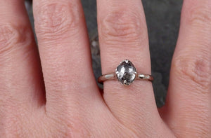 Fancy cut salt and pepper Diamond Solitaire Engagement 18k White Gold Wedding Ring byAngeline 1363 - by Angeline