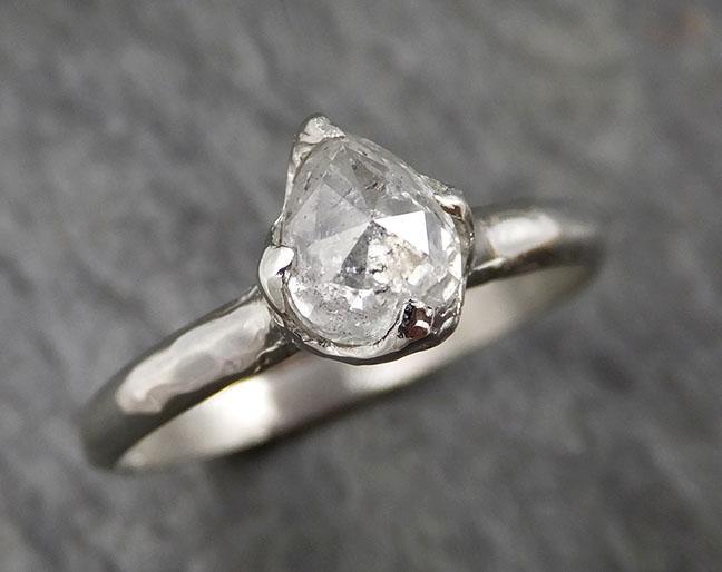Faceted Fancy cut white Diamond Solitaire Engagement 18k White Gold Wedding Ring byAngeline 1366 - by Angeline