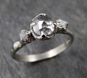 Faceted Fancy cut white Diamond Multi stone Engagement 18k White Gold Wedding Ring byAngeline 1368 - by Angeline