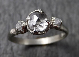Faceted Fancy cut white Diamond Multi stone Engagement 18k White Gold Wedding Ring byAngeline 1368 - by Angeline