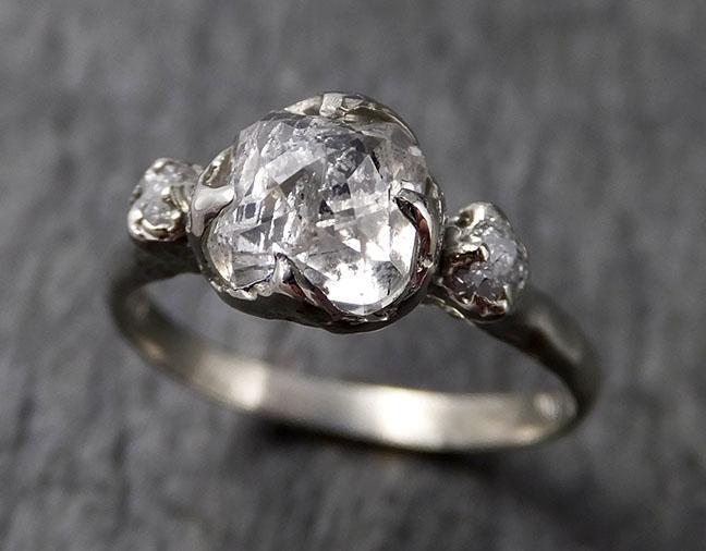 Faceted Fancy cut white Diamond Multi stone Engagement 18k White Gold Wedding Ring byAngeline 1369 - by Angeline