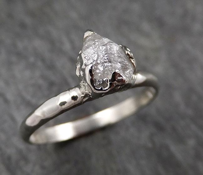 Rough Diamond Engagement Ring Raw 14k White Gold Ring Wedding Diamond Solitaire Rough Diamond Ring byAngeline 1370 - by Angeline